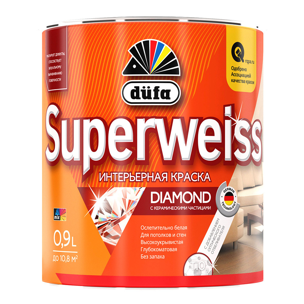 original-33695.jpg Краска интерьерная Dufa Superweiss RD4 база 1 белая 0,9 л — изображение 1