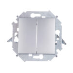 Выключатель Simon 15 двухклавишный встраиваемый алюминий (1591398-033)