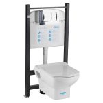 Комплект инсталляции Roca Dama с унитазом Senso Slim с кнопкой хром и сиденьем дюропласт микролифт быстросъем (893104090)