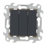 Выключатель Simon 24 Harmonie трехклавишный встраиваемый графит (2450391-038)