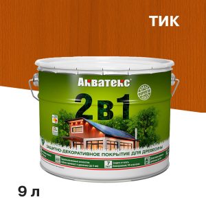 Антисептик Акватекс 2 в 1 биозащитный для дерева тик 9 л