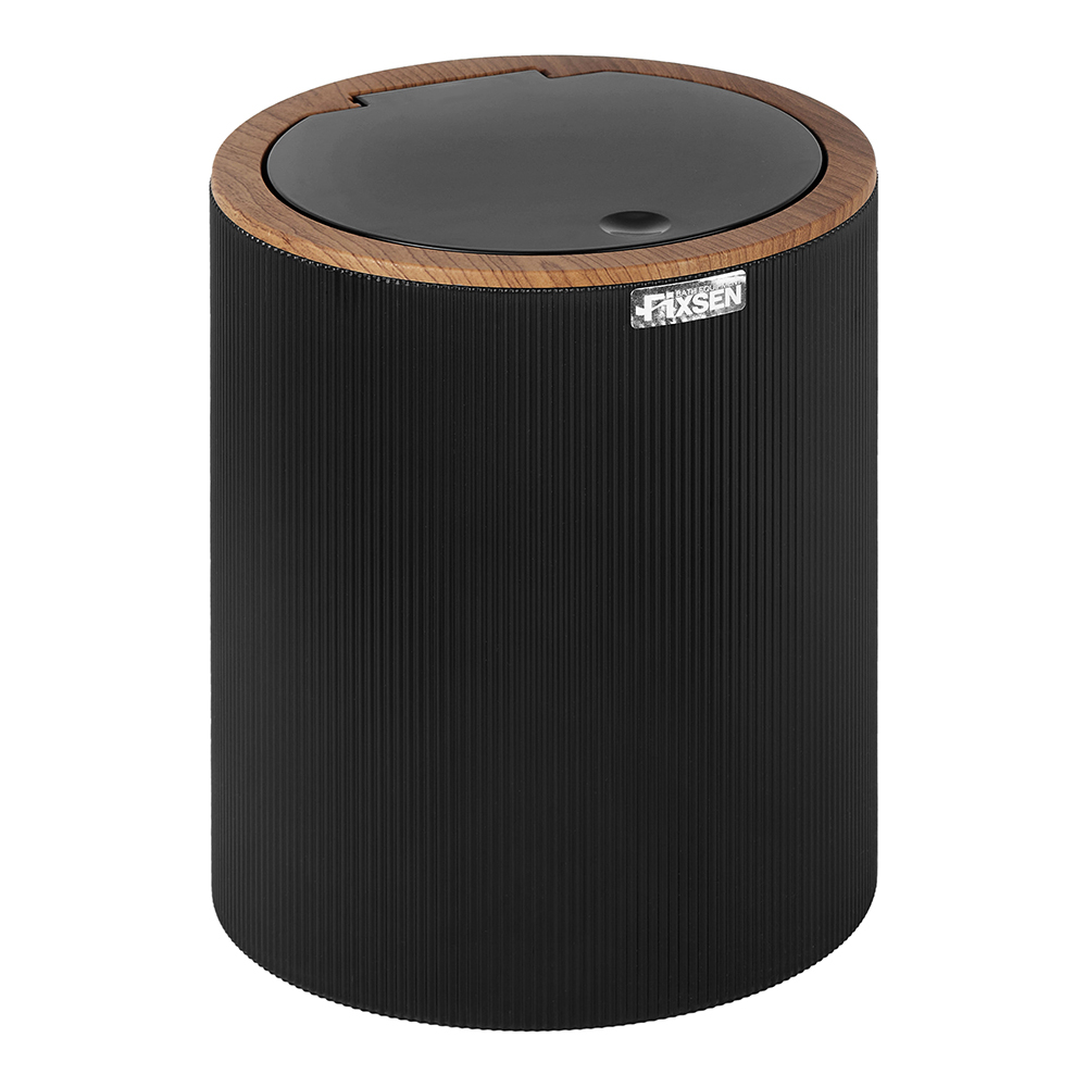 original-35872.jpg Ведро для мусора Fixsen Black Boom FX-411-6 с крышкой 5 л пластик черное — изображение 1