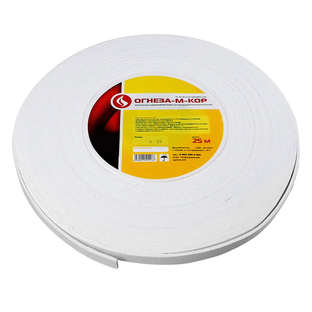 original-36363.jpg Лента уплотнительная Огнеза МКОР без скотча негорючая кремнеземная 3х15 мм 25 м — изображение 1