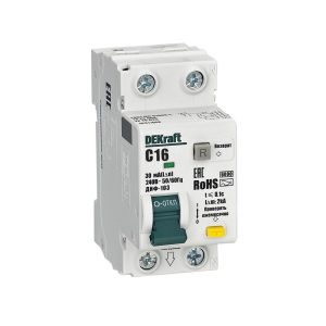 Автомат дифференциальный Dekraft ДИФ-103 16А 1P+N тип AC 30 мА 6 кА (16311DEK)