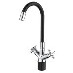 Смеситель для кухни Voda Dive хром/черный с гибким изливом двухвентильный (DV519FB)