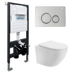 Комплект инсталляции Abber с унитазом Bequem с кнопкой хром и сиденьем микролифт (AC1100T-AC0105-AC0121)