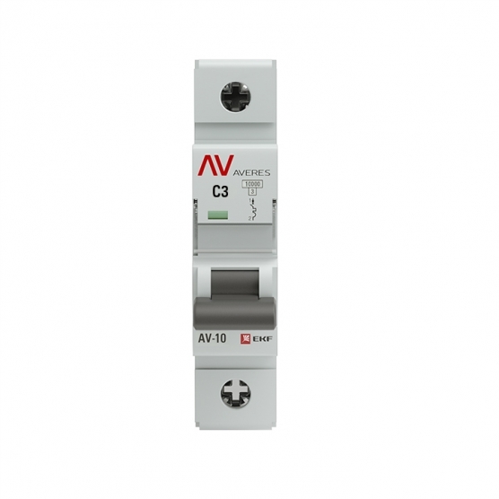 original-3841.jpg Автоматический выключатель модульный EKF Averes AV-10 1P 3А тип C 10 кА 230 В (mcb10-1-03C-av) — изображение 1