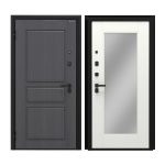 Дверь входная DoorHan Премиум Квадро левая вуддуб графит - малибу белый с зеркалом 980х2050 мм