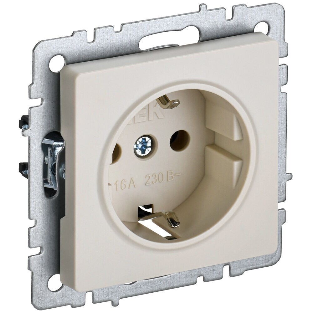 original-4584.jpg Розетка IEK Brite РС14-1-0-БрКр встраиваемая бежевая со шторками (BR-R14-16-K10) — изображение 1