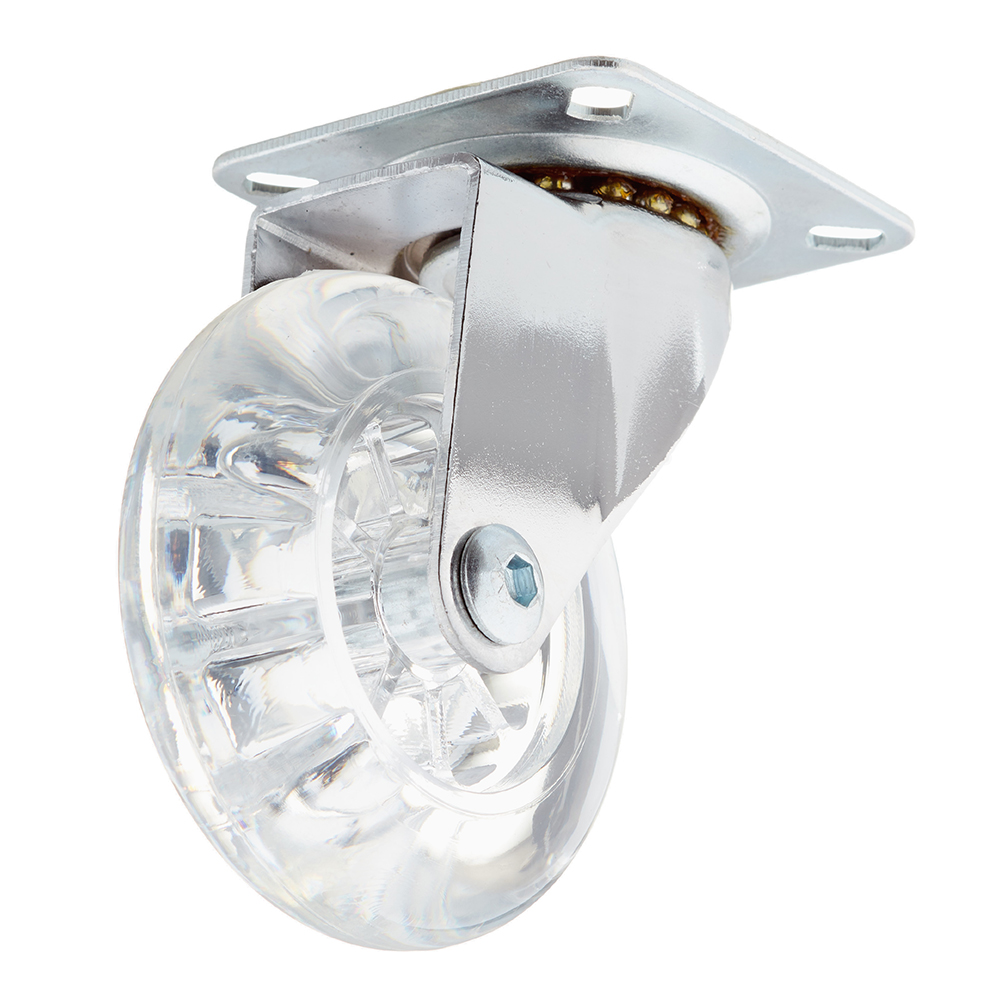 original-5036.jpg Опора колесная поворотная полиуретан/пластик на площадке 75 мм прозрачная (1 шт.) — изображение 1