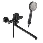 Смеситель для ванны Сorsa Deco AS черный однорычажный с длинным изливом с лейкой (FBTAS3B)