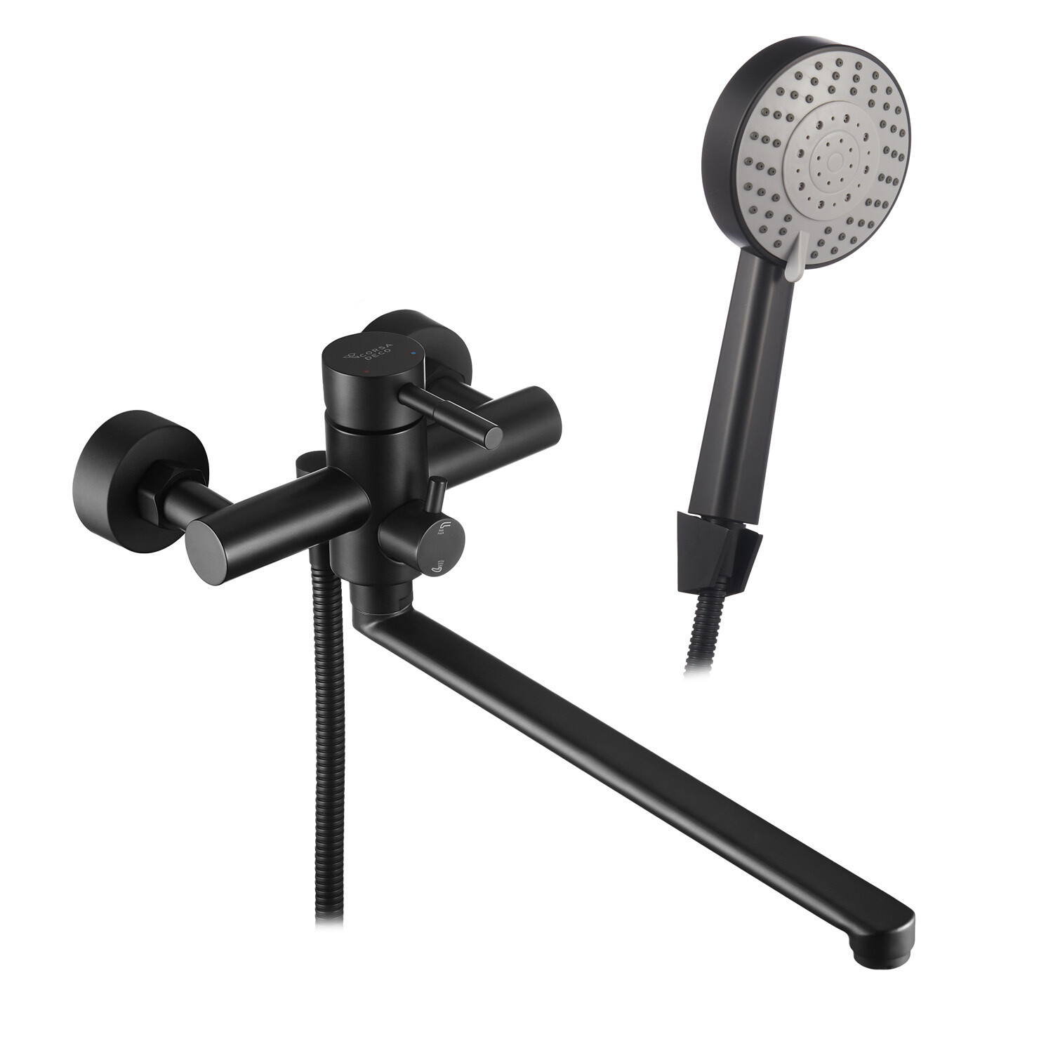 original-5763.jpg Смеситель для ванны Сorsa Deco AS черный однорычажный с длинным изливом с лейкой (FBTAS3B) — изображение 1