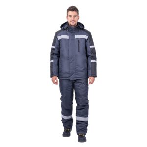 Костюм рабочий мужской утепленный ГК Спецобъединение Роуд 44-46 рост 158-164 см темно-серый/черный