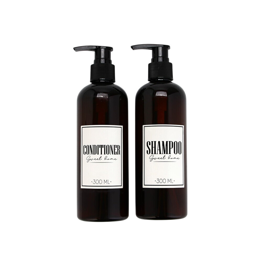 original-6155.jpg Набор дозаторов для шампуня и кондиционера See You Home Sweet Home пластик белый/коричневый — изображение 1