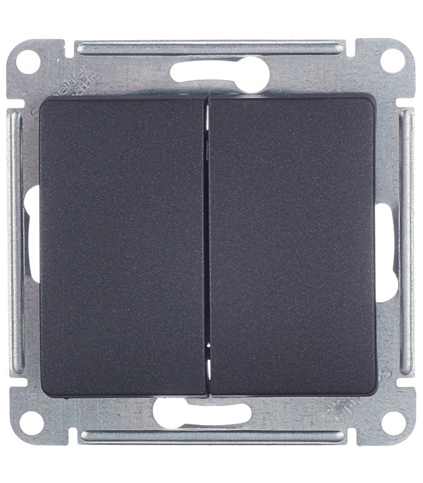 original-6296.jpg Выключатель Systeme Electric Glossa двухклавишный встраиваемый антрацит (GSL000751) — изображение 1