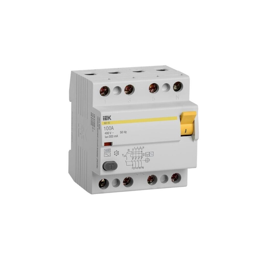 original-6825.jpg УЗО IEK ВД1-63 100А 3P+N тип AC 300 мА 4,5 кА (MDV10-4-100-300) — изображение 1