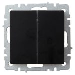Выключатель IEK Brite ВС10-2-6-БрЧ двухклавишный встраиваемый черный проходной (BR-V22-0-10-K02)