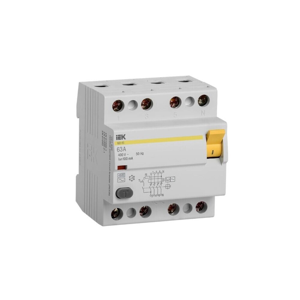 original-7323.jpg УЗО IEK ВД1-63 63А 3P+N тип AC 100 мА 4,5 кА (MDV10-4-063-100) — изображение 1
