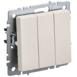 Выключатель IEK Brite ВС10-3-0-БрКр трехклавишный встраиваемый бежевый (BR-V30-0-10-K10)