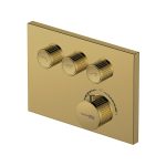 Смеситель для душа встраиваемый WasserKraft Sauer термостатический с переключателем без лейки золото (7158 Thermo)