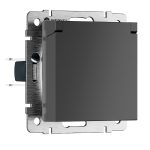 Розетка Werkel встраиваемая графит матовый со шторками с крышкой (a069592)