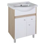 Тумба под раковину АСБ-Мебель Магнолия 60 см напольная белая/дуб янтарный (9100)