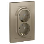 Розетка Systeme Electric AtlasDesign встраиваемая шампань со шторками (ATN000526)