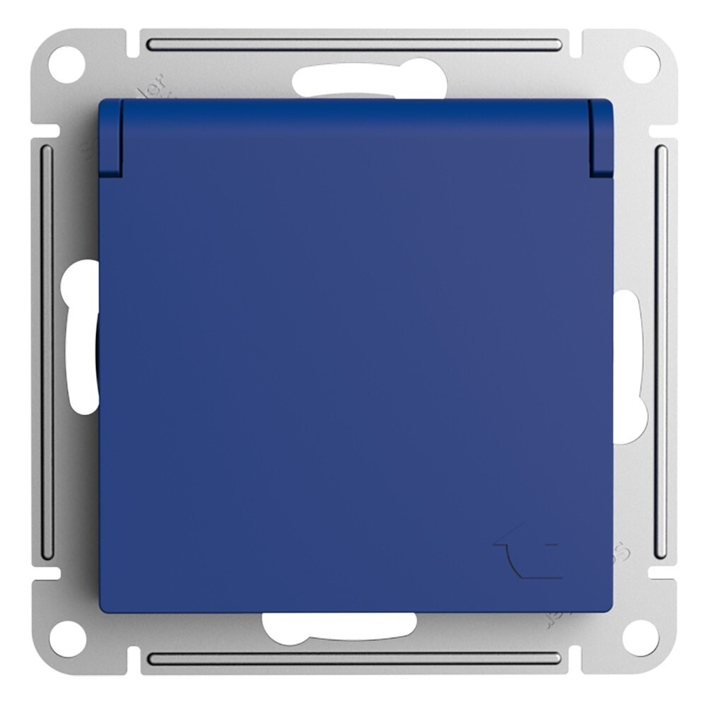 original-898.jpg Розетка Systeme Electric AtlasDesign встраиваемая аквамарин со шторками с крышкой (ATN001146) — изображение 1