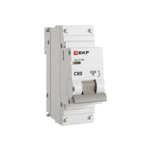 Автоматический выключатель модульный EKF PROxima ВА 47-100 1P 80А тип C 10 кА 230 В (mcb47100-1-80C-pro)