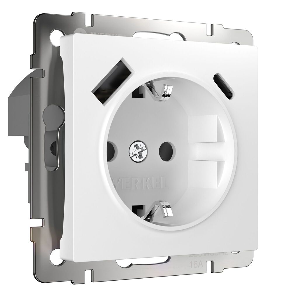 original-9876.jpg Розетка Werkel встраиваемая белая с USB-A/ Type-C (a056272) — изображение 1